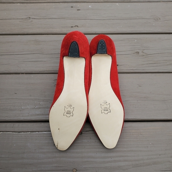 Vintage 80s Red Suede Leather Retro Pin Up Girl Lace-up Granny Lolita Booties 11 - Picture 6 of 8